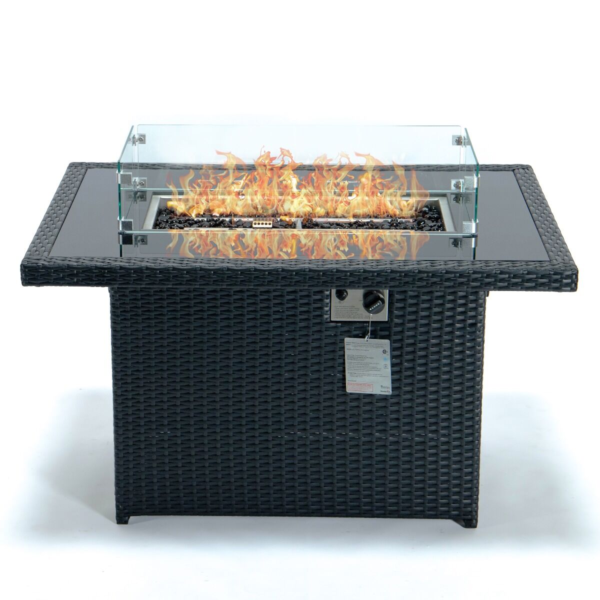1 Cheltenham Modern Black Rattan Fire Pit - Image 1