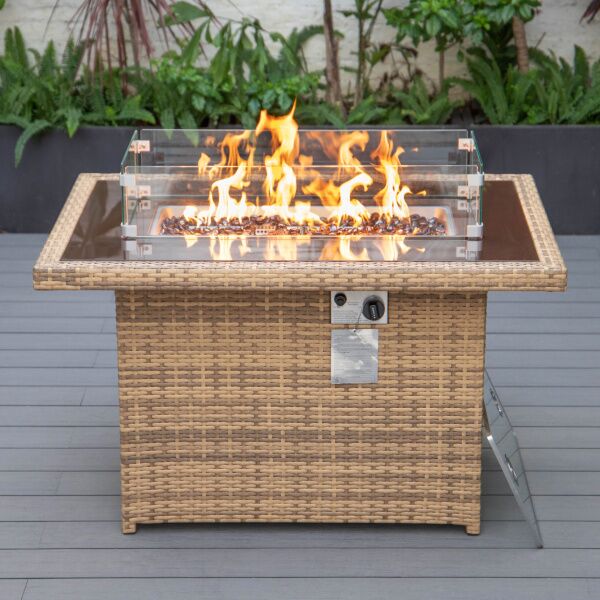 1 Cheltenham Modern Light Mix Brown Rattan Fire Pit - Image 1