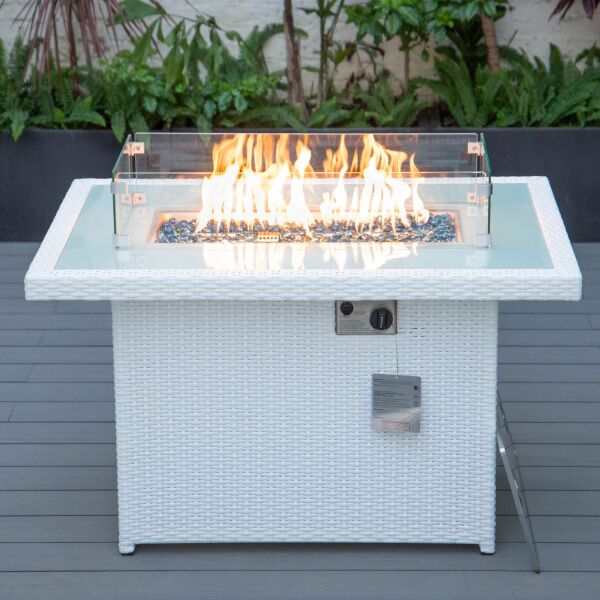 Cheltenham Modern White Rattan Fire Pit - Image 1