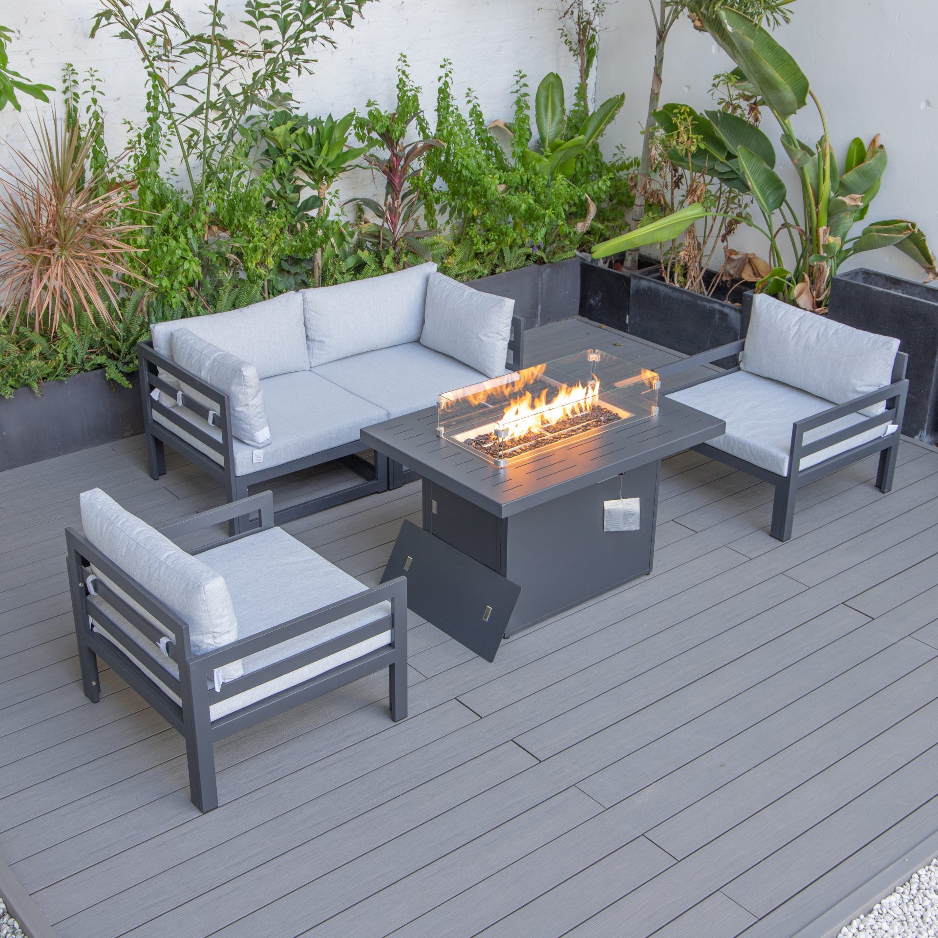 Cheltenham Aluminium 4 Seater Sofa Set With Fire Pit - Image 1