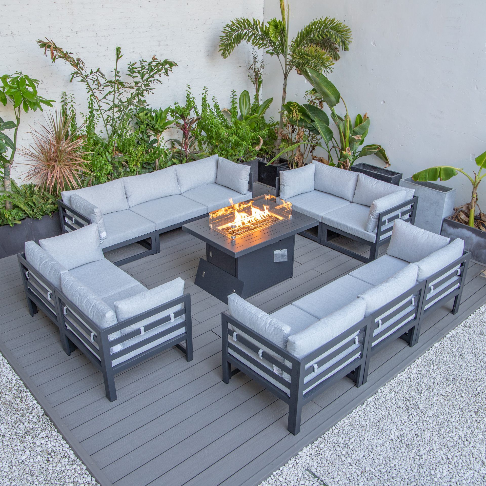 Cheltenham Aluminium 10 Seater Sofa Set With Fire Pit - Image 1