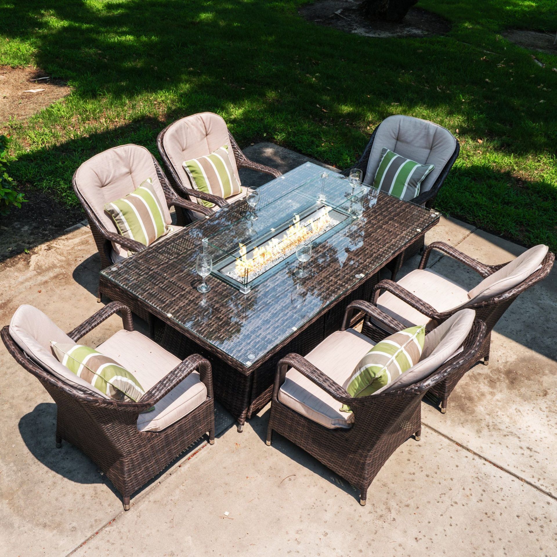 Wentworth 6 Seater Dining Set With Firepit - Image 1