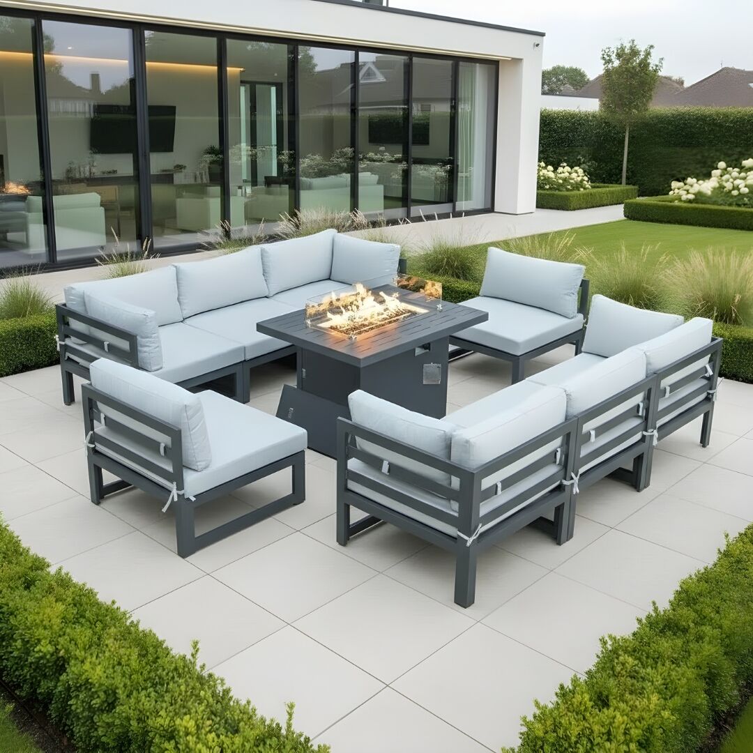 Cheltenham set with firepit garden Cheltenham Aluminium 8 Seater Sofa Set Including Fire Pit Table - Image 1