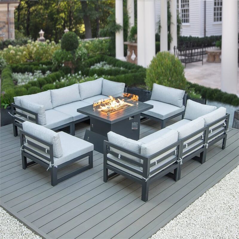 Cheltenham Aluminium 8 Seater Sofa Set Including Fire Pit Table - Image 1