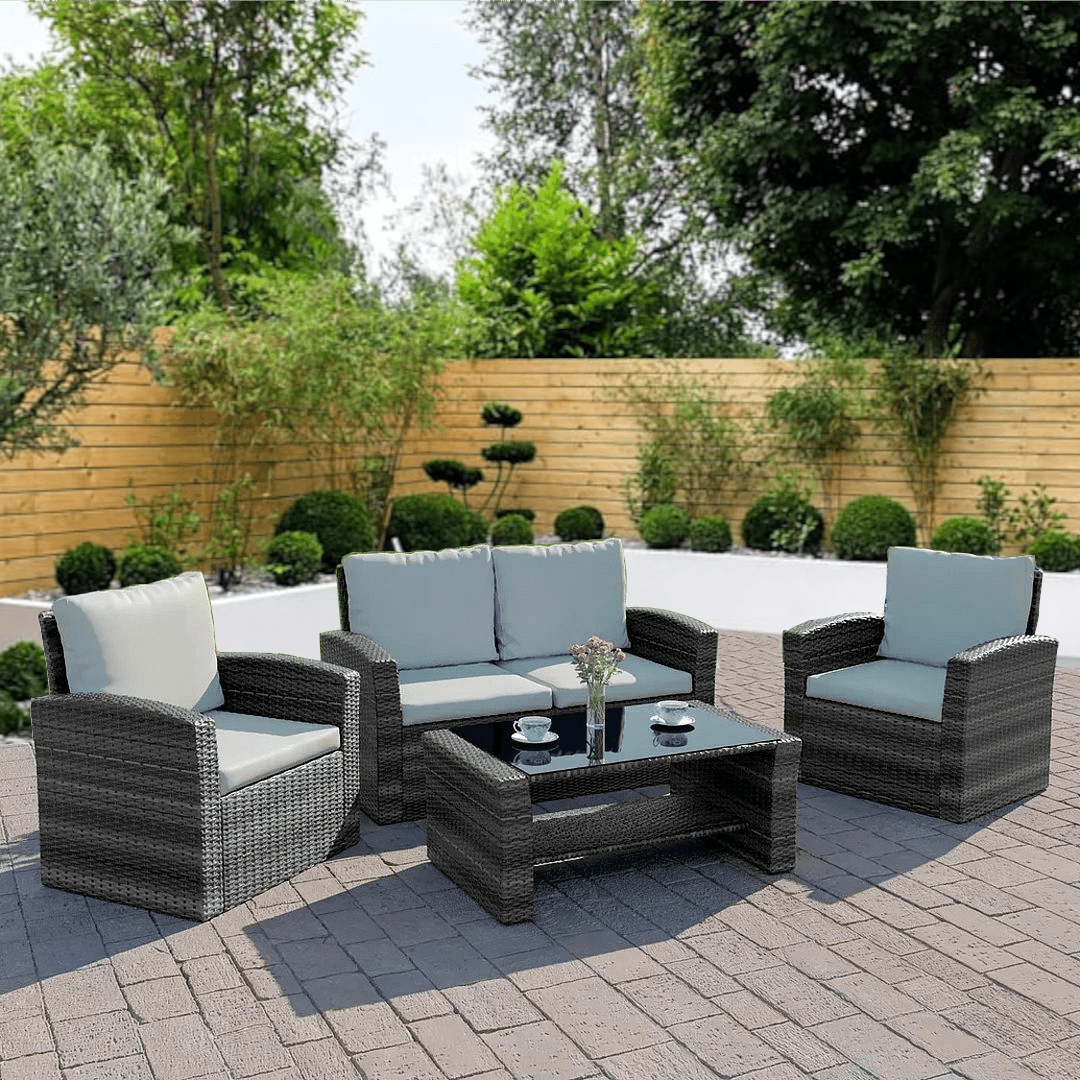Rattan Hut 4 Seater Sofa Coffee Set - Image 1