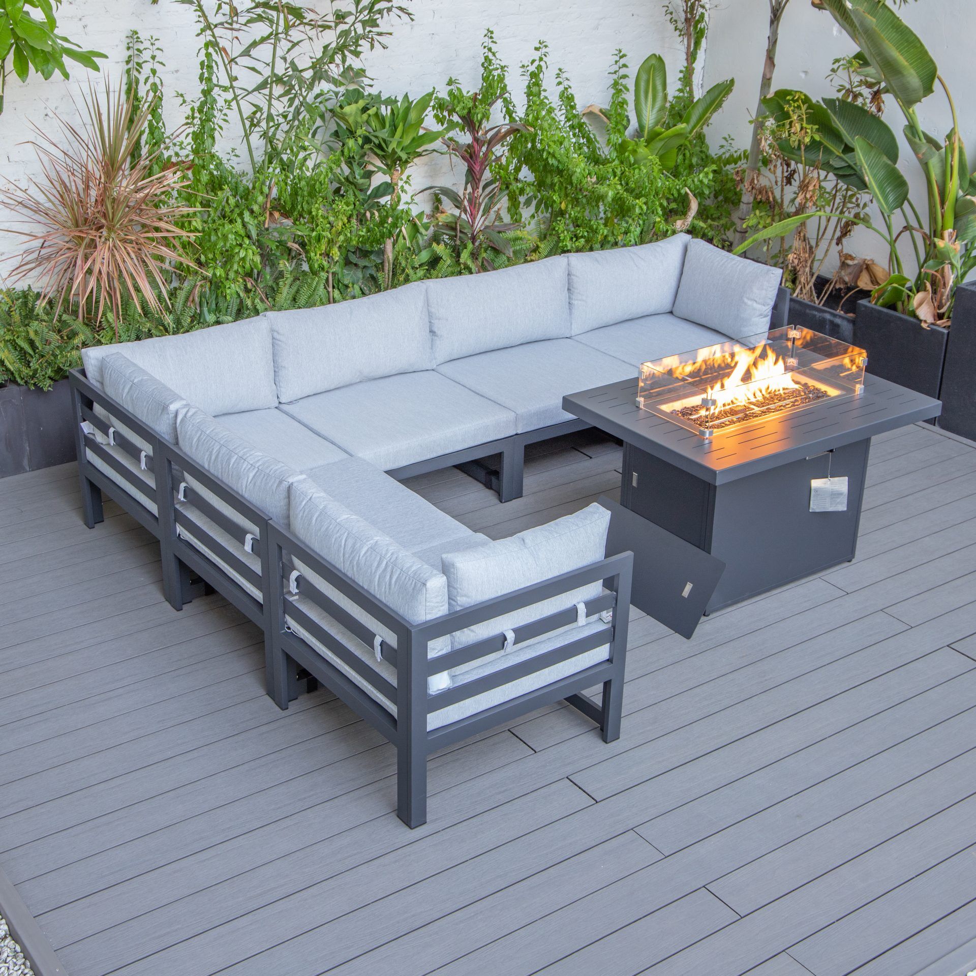Cheltenham Aluminium 6 Seater Corner Sofa With Fire Pit - Image 1