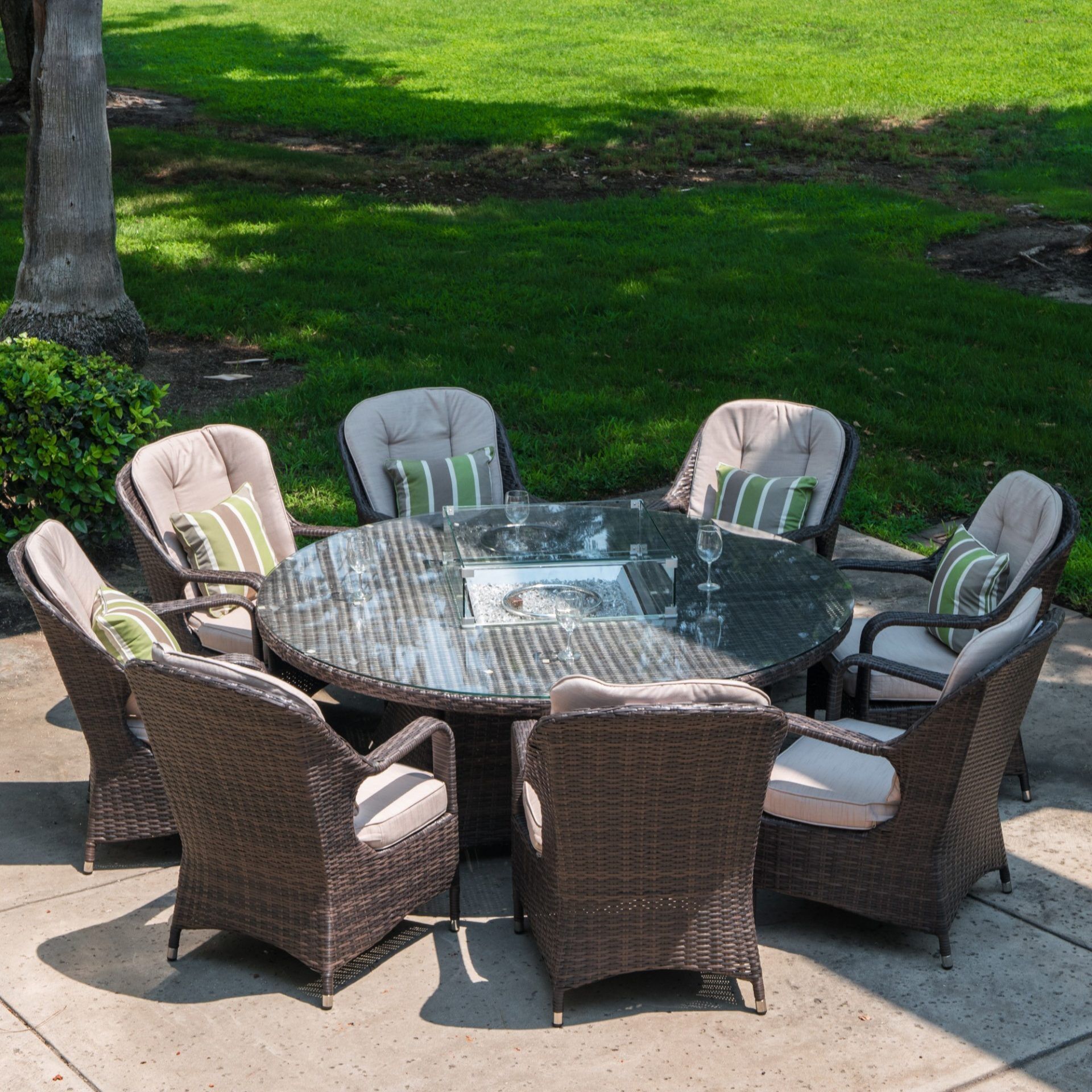 Wentworth 8 Seater Round Dining Set With Firepit - Image 1